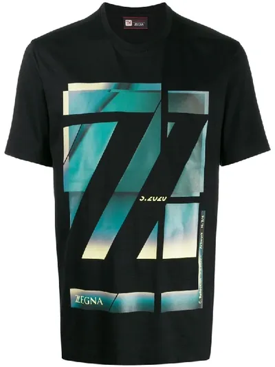 Z Zegna Logo Print T-shirt In Black