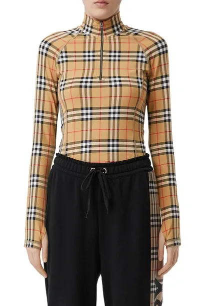 Burberry Beige Vintage Check Vilan Skin Top In Archive Beige