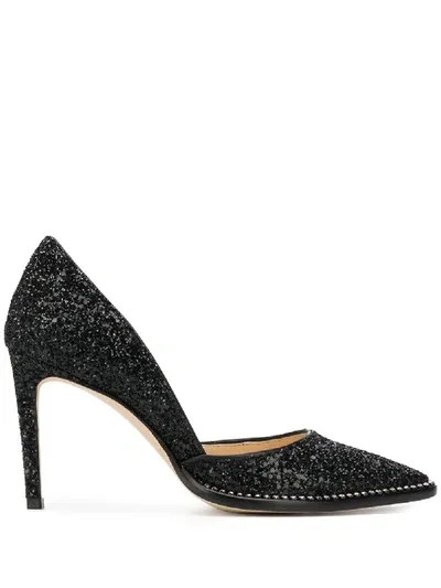 Jimmy Choo Babette 85mm Glitter Pumps In Black