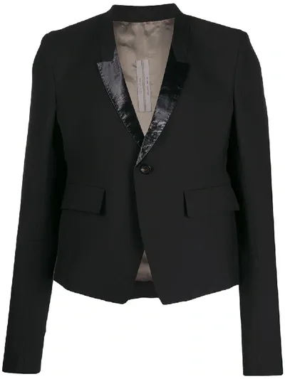 Rick Owens Fitted Patent Detailed Blazer In Black