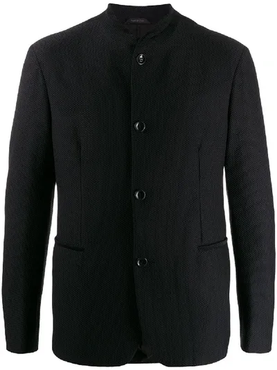 Giorgio Armani Mandarin Collar Blazer In Black