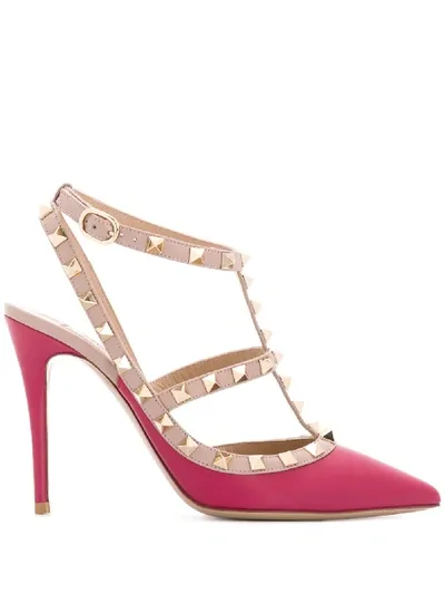 Valentino Garavani Rockstud 100mm Caged Pumps In Neutrals