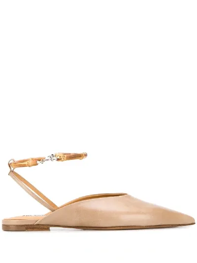 Jil Sander Ankle Cuff Ballerina Mules In 棕色