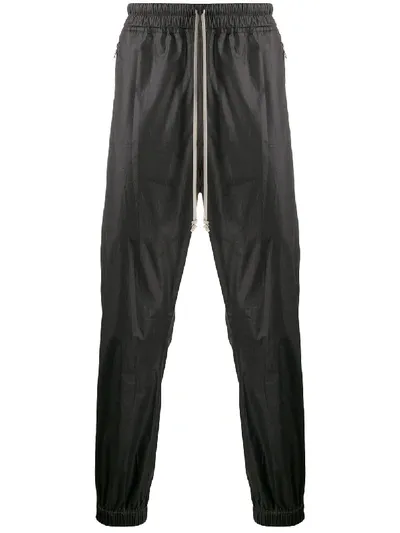 Rick Owens Faux Leather Track Trousers In Black