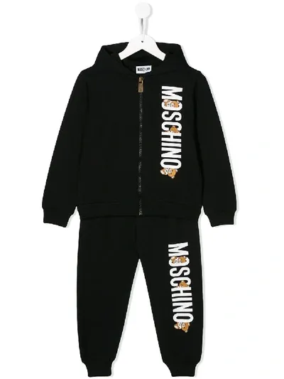 Moschino Kids' Logo Print Tracksuit Set In Black