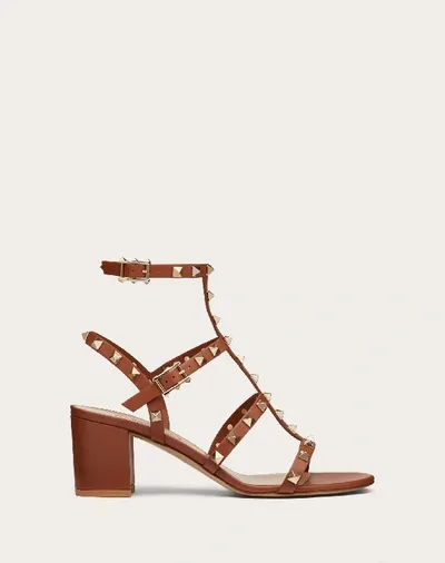 Valentino Garavani Rockstud Leather Sandals In Saddle Brown