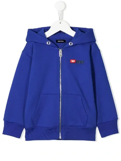 Diesel Kids' Contrast Logo Jacket In Blue