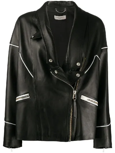 Golden Goose Zipped Biker Jacket In Black