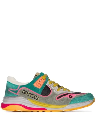 Gucci Multicoloured Ultrapace Suede Sneakers In Grey