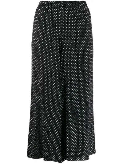 Theory Fluid Polka-dot Trousers In Black