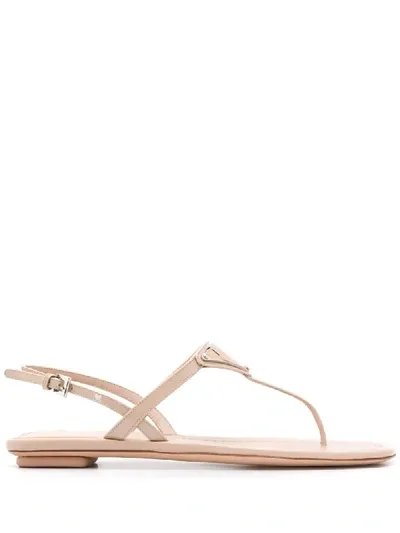 Prada Thong Strap Flat Sandals In Pink