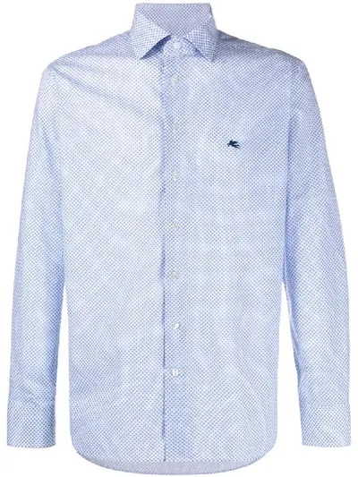 Etro All-over Print Slim Shirt In Blue