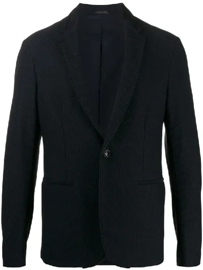 Giorgio Armani Waffle Textured Blazer In Blue