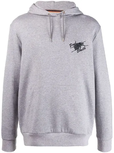 Paul Smith Embroidered Logo Hoodie In Grey