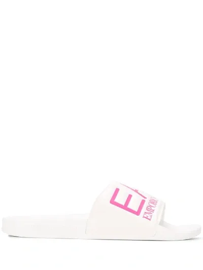 Ea7 Embossed Logo-print Slides In White