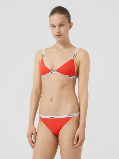 Burberry Lycra Bikini W/ Logo Band In Papaya