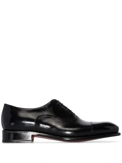 Santoni Leather Oxford Shoes In Black