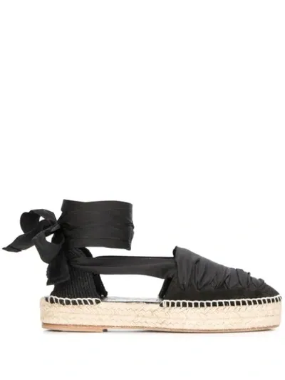 Loewe 20mm Suede & Jute Espadrilles In Black