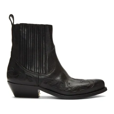 Golden Goose Black Santiago 44 Western Ankle Boots