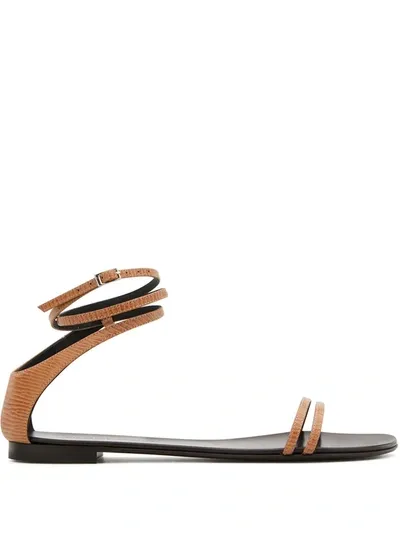 Giuseppe Zanotti Catia Lizard-effect Leather Sandals In Braun