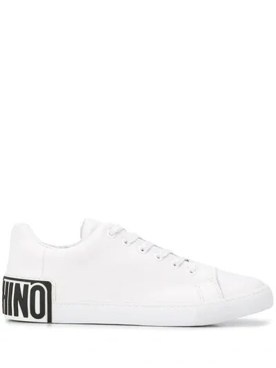 Moschino White Maxi Logo Sneakers In Bianco