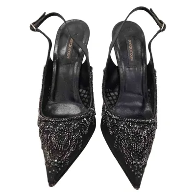 Pre-owned Sergio Rossi Black Glitter Heels