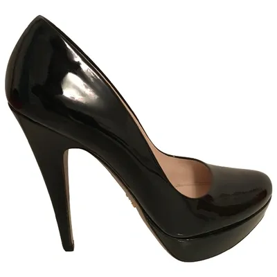 Pre-owned Prada Patent Leather Heels In Black