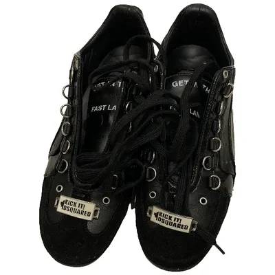 Pre-owned Dsquared2 Leather Low Trainers In Black