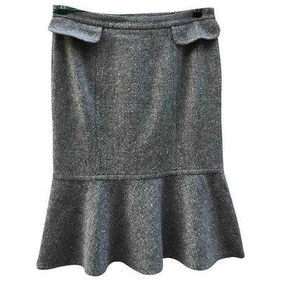 Pre-owned Max Mara Wool Mid-length Skirt In Grey