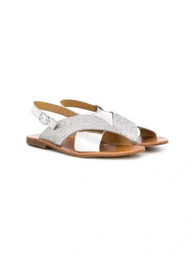 Gallucci Kids' Buckled Two-tone Sandals In Silver