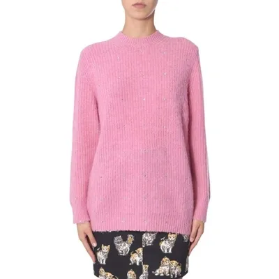 Msgm Crew Neck Sweater In Pink