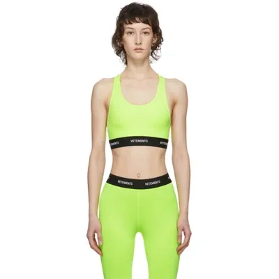 Vetements Fluorescent Sports Bra Top In Yellow