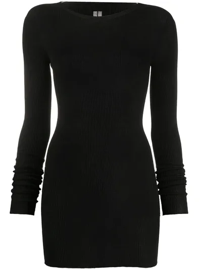 Rick Owens Ribbed Knit Mid-length Jumper In Black