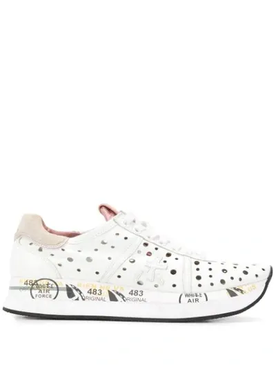 Premiata Conny Perforated Sneakers In White