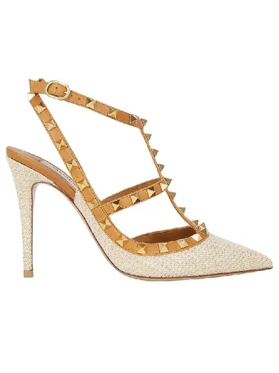 Valentino Garavani Women's Rockstud T-strap High-heel Pumps In Beige