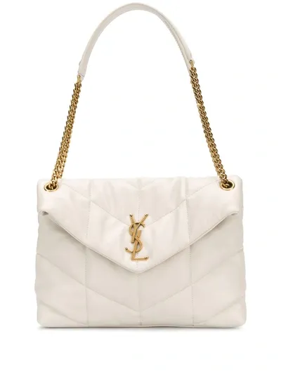 Saint Laurent Medium Loulou Puffer Shoulder Bag In Beige