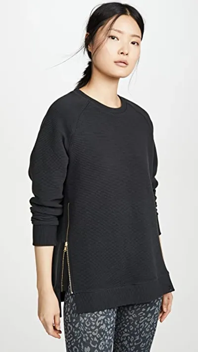 Varley Manning Black Ribbed Jersey Sweatshirt