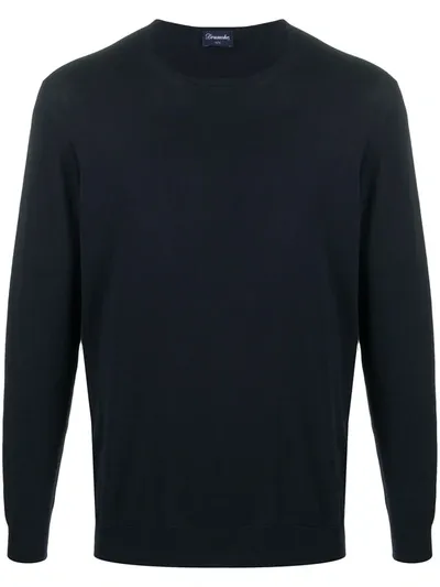 Drumohr Crew Neck Cotton Jumper In Azul