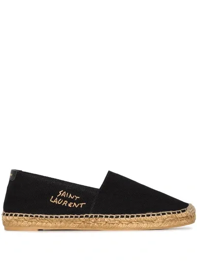 Saint Laurent Logo-embroidered Espadrilles In Black