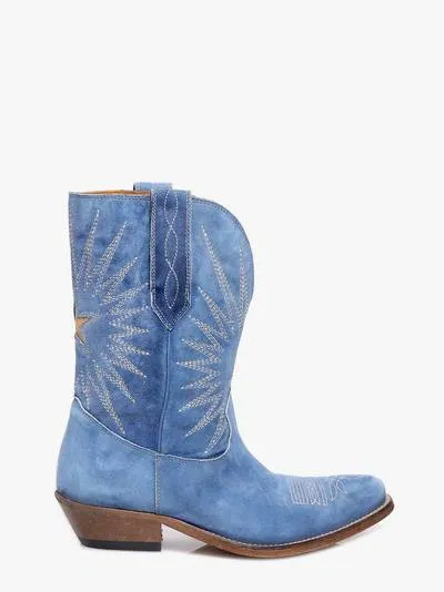 Golden Goose Wish Star Cowboy Boot In Blue