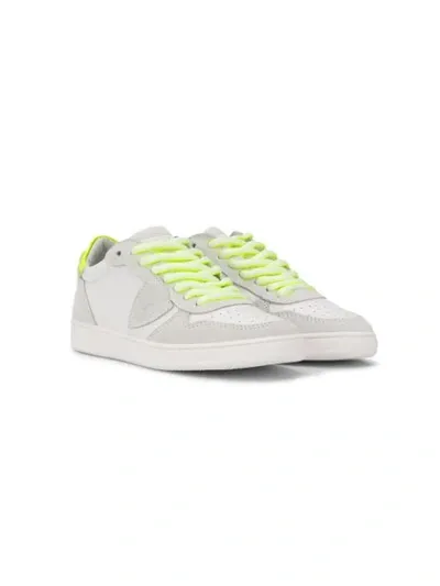 Philippe Model Kids' Suede Panelled Low Top Trainers In White