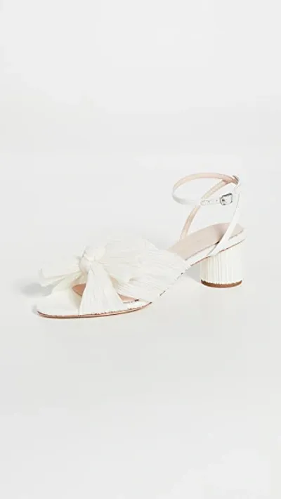 Loeffler Randall Dahlia Pleated Bow Heels With Ankle Strap In Pearl 1