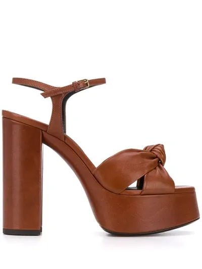 Saint Laurent Bianca 110mm Platform Sandals In Brown