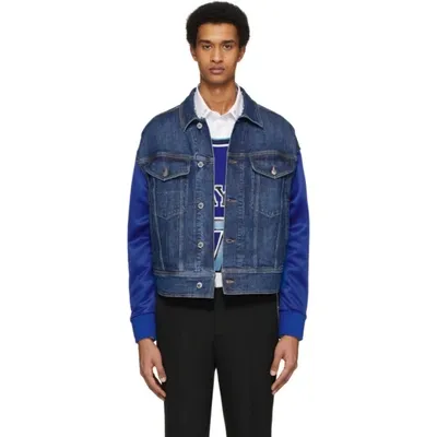 Neil Barrett Track Sleeve Denim Jacket In Blue