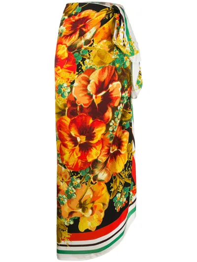 Marlies Dekkers Floral-print Logo Scarf In Orange