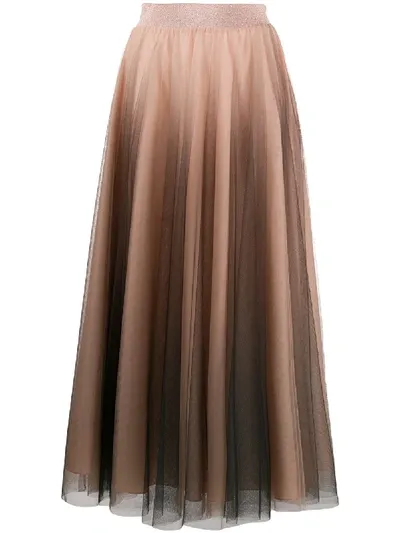 D-exterior Tulle Maxi Skirt In Neutrals