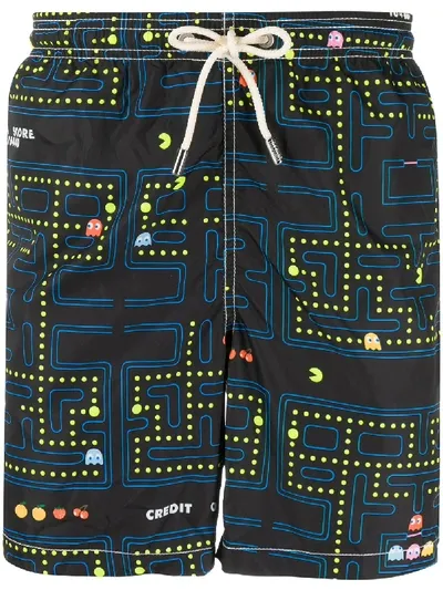 Mc2 Saint Barth Pacman-print Swim Shorts In Black