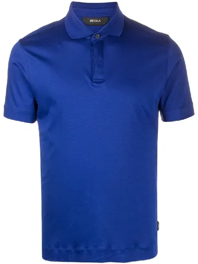 Z Zegna Fine Knit Polo Shirt In Blue