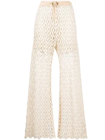 Zeus + Dione Layered Crochet Trousers In Neutrals