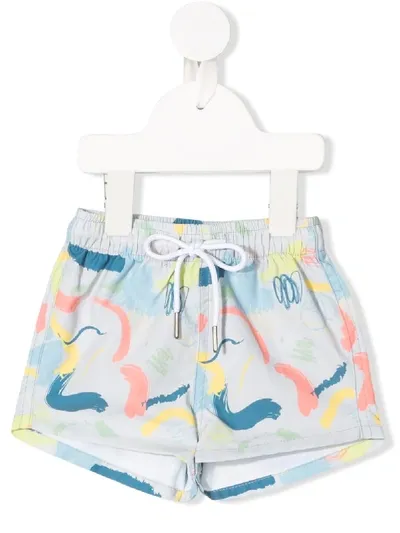 Knot Babies' Paint Stroke Swim Shorts In Grey